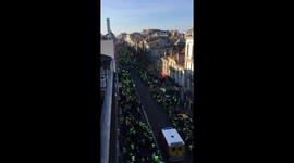 Yellow vest protests part to make way for an ambulance