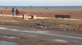Warm winter day at the beach in Toronto Canada....in january