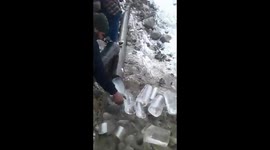 video of kashmir where pipes , taps, ponds lakes are freezed