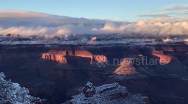 Snowy sunset at the Grand Canyon