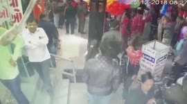 Shocking moment balloon seller causes inferno at Christmas market