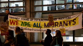 Protesters at Home Office welcome refugees and migrants