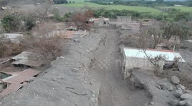 Aerial shots of the community of San Miguel Los Lotes, Escuintla, Guatemala, which was destroyed by the eruption of the Volcán de Fuego.