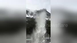 Massive load of snow falls off stadium roof