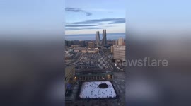 Timelapse shows skaters at wintry city square in Canada