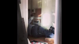 Electrician plays weird genre-hopping music playlist while working