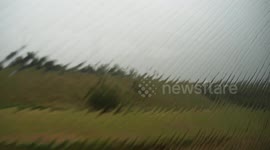 Bus tour in the pouring rain.
