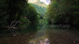 Beautiful transparent lake in the middle of wood in Italy