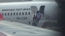 Flight passengers taken out from cabin as an engine problem