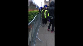 Right wing protestors shout at the press at Westminster
