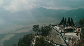 Breathtaking drone footage captures Indonesian mountain on sand plain