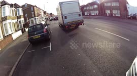 Driver opens door on cyclist and blames cyclist when confronted