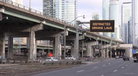 Toronto highway signs warn of major police enforcement against distracted driving with new and very high fines