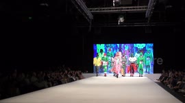 Graduating student Amit Mozer and models of NB Haifa School of Design present Haute Couture hand made fashion during final catwalk.