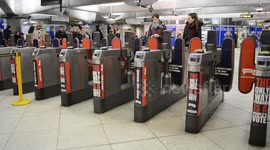 Adverts for a People's Vote on Brexit appear at Westminster underground station