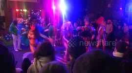 Samba dancers parade at Welcome to the Forest