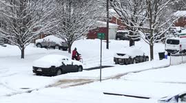 Motorcycle rider during snow storm