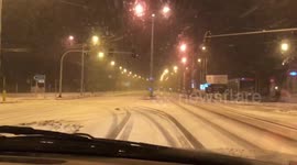Evening ride around Lublin town in snowy conditions