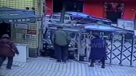 Car crashes into security guard as driver mistakes accelerator for brake