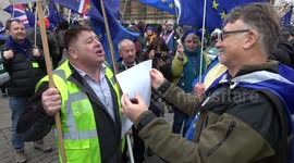 Tensions rise in arguments between rival protesters during PM's Brexit vote