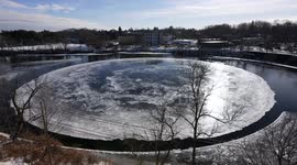 Stunning timelapse shows ice disk rotating in Westbrook, Maine
