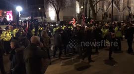Police clear road of Brexit supporters