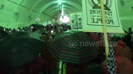 Los Angeles teachers' strike marches through downtown tunnel