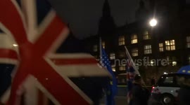 Sounds of Brexit opposite Parliament on the meaningful vote night - Liberty Bell and Bass Drum