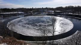 Stunning timelapse shows ice disk rotating in Westbrook, Maine