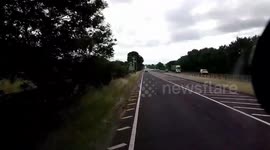 DANGEROUS OVERTAKING ARTIC NEXT TO ARTIC A66
