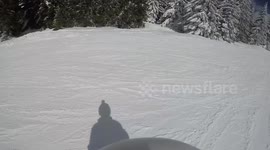 a beautiful sunny day on the snowdrift and snowboarding