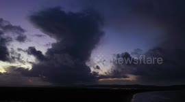 Big Storm Clouds Building At Dusk With Arrival of Cold Air