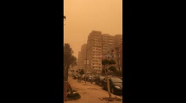 Sandstorm hits Cairo, clouding the sky and covering the streets