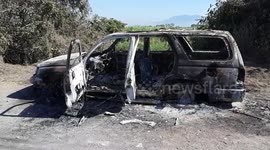 Localizan vehículo calcinado vinculado a narcotrafico en Guatemala