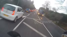 Road rage car vs bike near miss