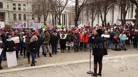 Albany, New York: Women’s March demonstrators gather in West Capitol Park