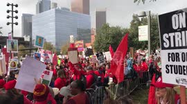 Day 5 of the Los Angeles Teachers' Strike. Grand Park Rally at the steps of LA City Hall.