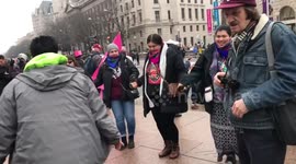 First Nations people dance at the 2019 Women’s March in Washington DC.