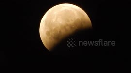 Plane flies past the face of the Super Blood Wolf Moon eclipse
