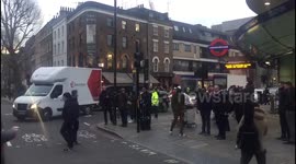 Southwark- minicab drivers cause chaos as they protest outside TFL Southwark Tube