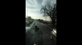 18-wheeler on delivery run gets rammed by small car