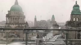 Heavy snowfall over Belfast City Hall