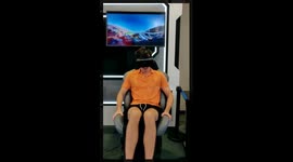Man takes a ride on a VR rollercoaster. Funny