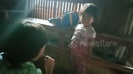 two daughters and sisters looked happy to be given chocolate