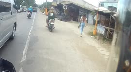 Distracted motorcyclist who eyed up woman gets what he deserves