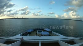 an awesome video passing through a large-sized cruise ship through the Panama Canal