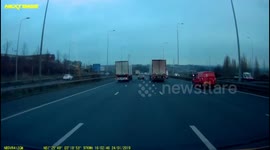 Truck sideswipes car, sending it spinning across lanes on the A2 in Kent