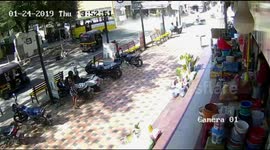 Shocking moment school bus veers off road and crashes into shopfront in Mumbai