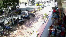 Shocking moment school bus veers off road and crashes into shopfront in Mumbai