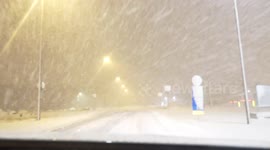 Snowstorm at Keflavik Airport in Iceland